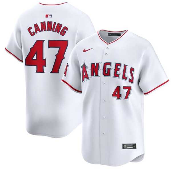 Men%27s Los Angeles Angels #47 Griffin Canning White Home Limited Baseball Stitched Jersey Dzhi->los angeles angels->MLB Jersey